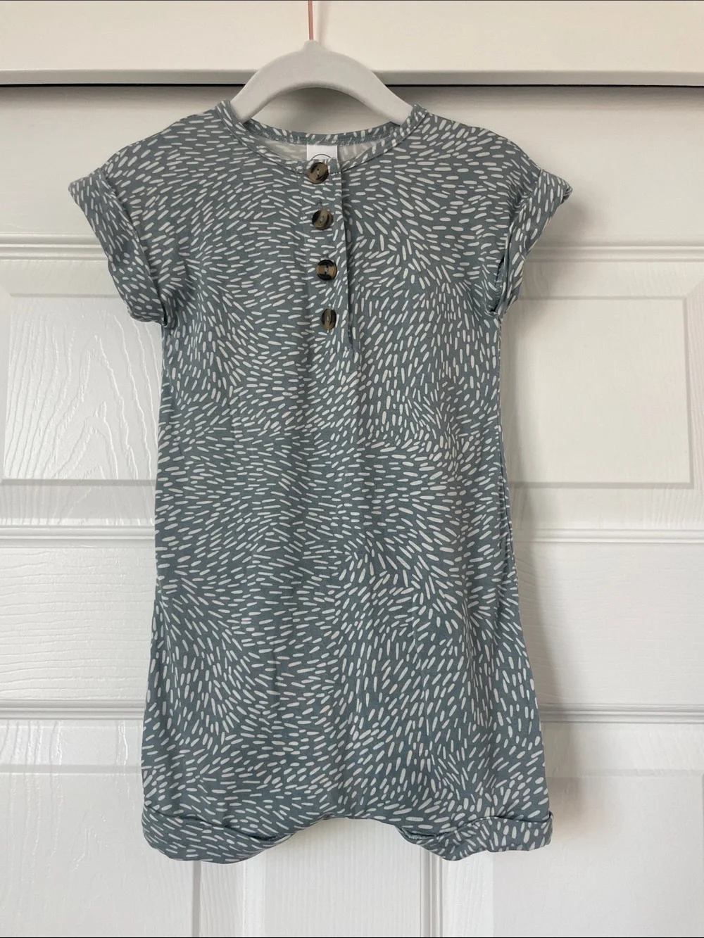 Lou Lou & Company Blue Short Sleeve Patterned Romper with Buttons 12-24M (NWOT)